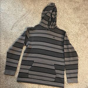 Youth XL Quicksilver Striped Gray and Black Hoodie